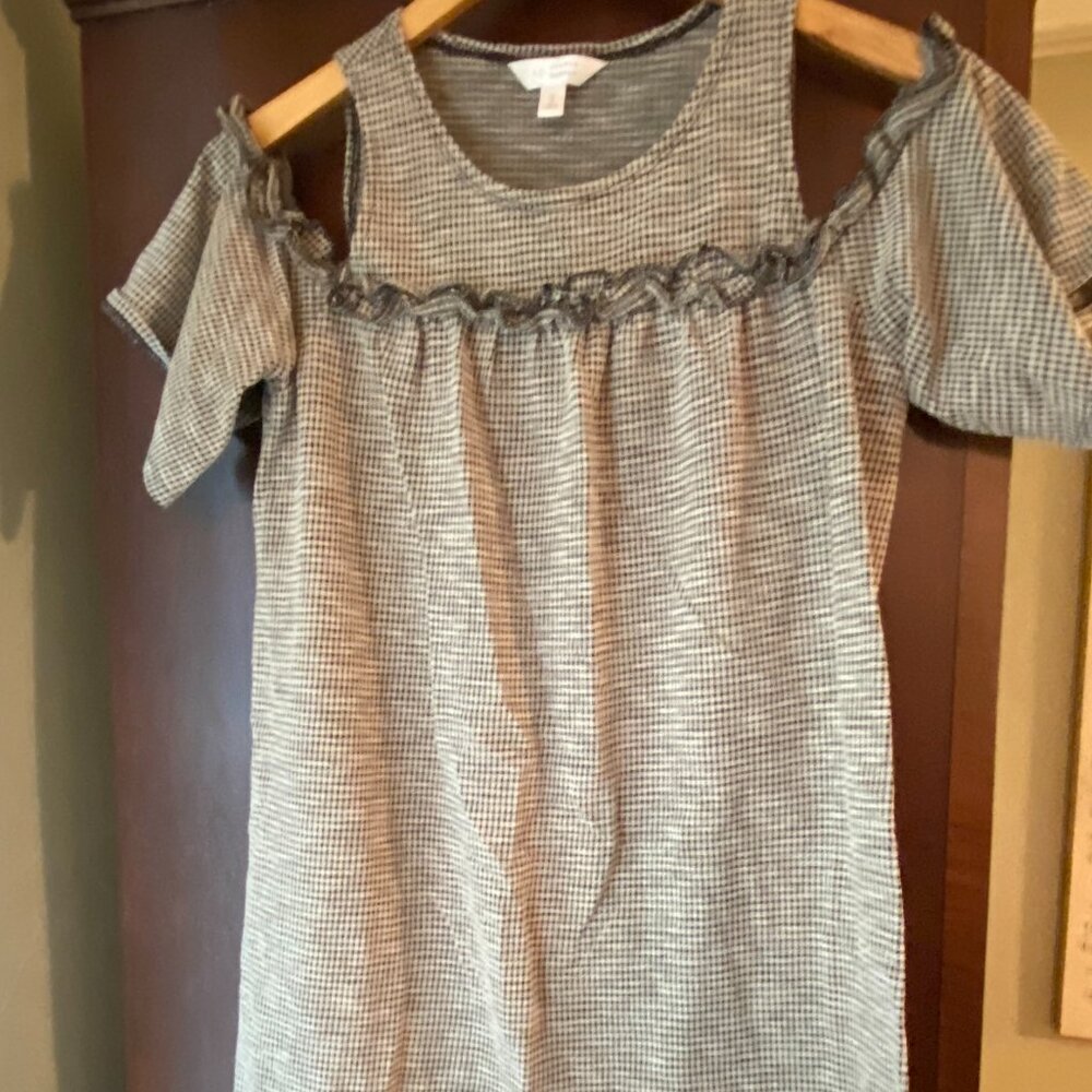 Lauren Conrad Black Checked Cold Shoulder Dress - Size S
